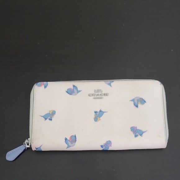 Coach X Disney Cinderella Accordion Zip Wallet with Blue Bird Design C2893 - Picture 1 of 7